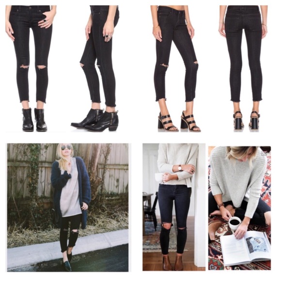 Free People Black Destroyed Skinny Jeans.  NWT. - Picture 2 of 7